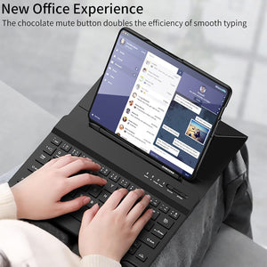 Suitable For Samsung Z Fold3/Z Fold4 Bluetooth Keyboard Plain Leather Case